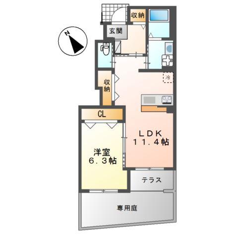 アビエル(1LDK/1階)の間取り写真