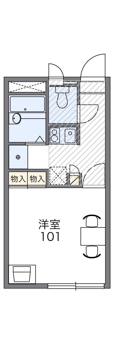 レオパレスリベルラII(1K/1階)の間取り写真
