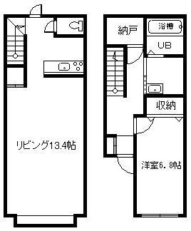 ＪＲ宗谷本線 新旭川駅 徒歩13分 2階建 築9年(1LDK/1階)の間取り写真
