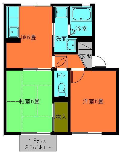 ヴィラ小森野A棟(2DK/2階)の間取り写真