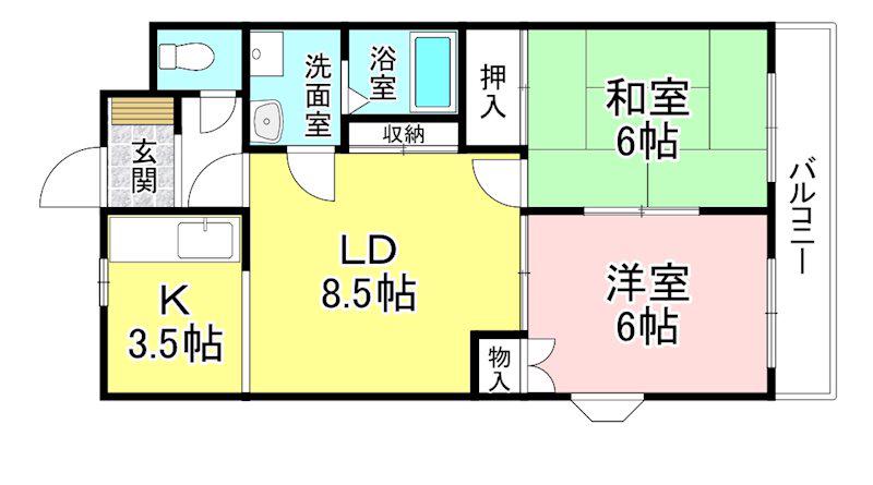 ミルラフィーネ(2LDK/2階)の間取り写真