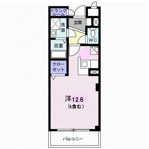 プライド(1K/4階)の間取り写真