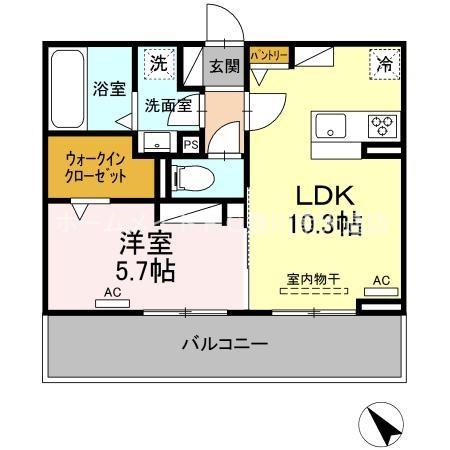 ルピナス(1LDK/3階)の間取り写真