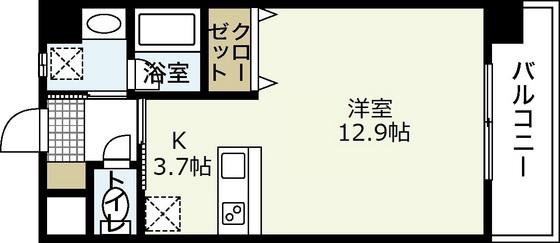 ミロワール舟入(ワンルーム/6階)の間取り写真