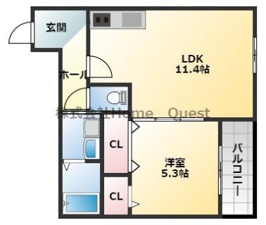 グランリーオ竹渕(1LDK/2階)の間取り写真