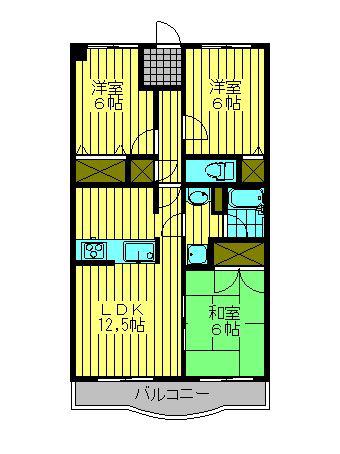 サザンコーポラス(3LDK/1階)の間取り写真