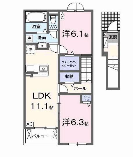 サニーハウスVI(2LDK/2階)の間取り写真