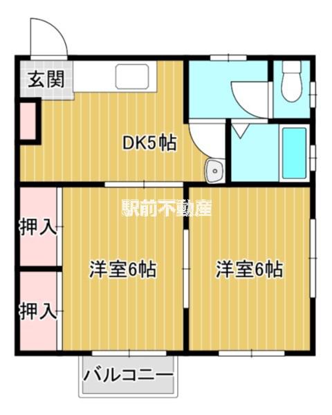 富士コーポ(2DK/2階)の間取り写真