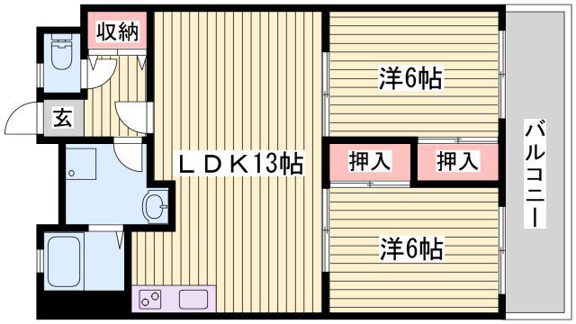 エクシード舞子(2LDK/3階)の間取り写真