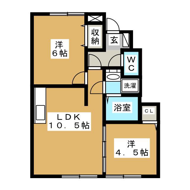 グリューンブルク(2LDK/1階)の間取り写真