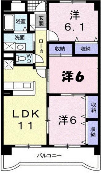 ヴィラ・クラッセ広(3LDK/4階)の間取り写真
