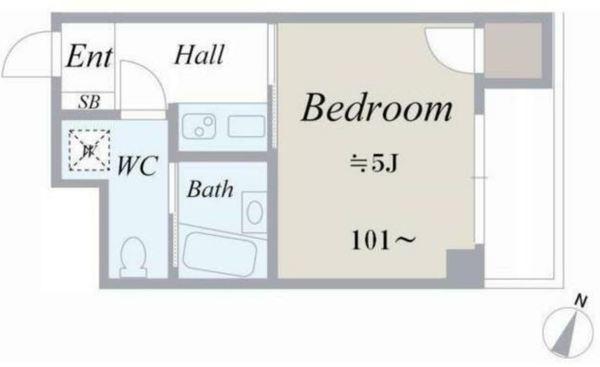 VILLA.1(1K/6階)の間取り写真