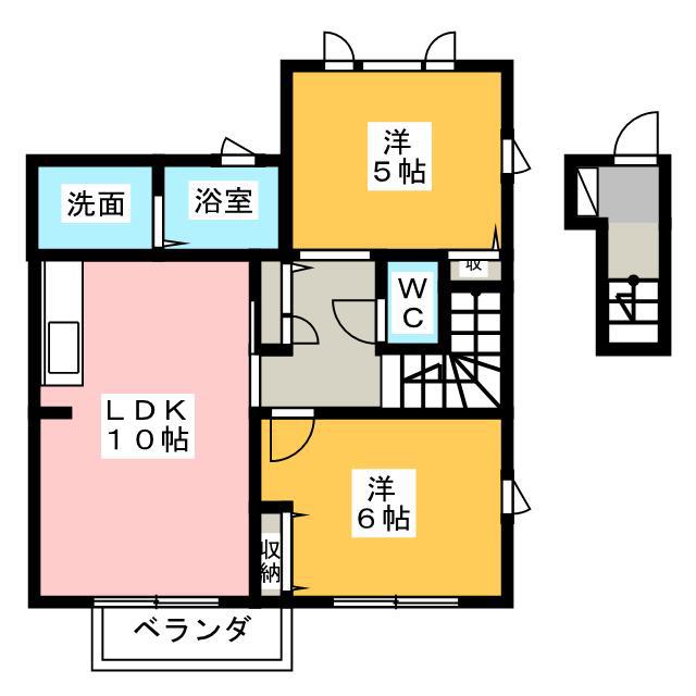 アミティエB(2LDK/2階)の間取り写真