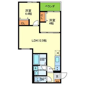 富田林市本町AP工事(2LDK/2階)の間取り写真