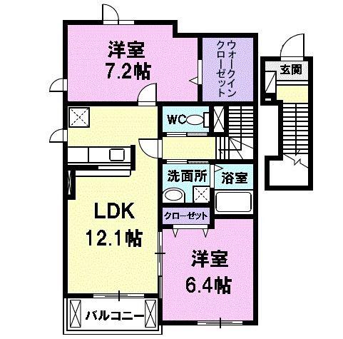 フルール(2LDK/2階)の間取り写真