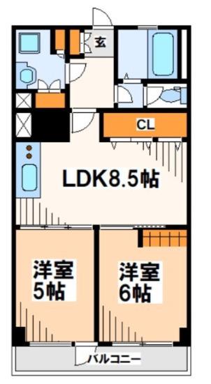 和泉台マンション(2LDK/1階)の間取り写真
