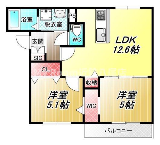 メゾンドサカエ III(2LDK/1階)の間取り写真