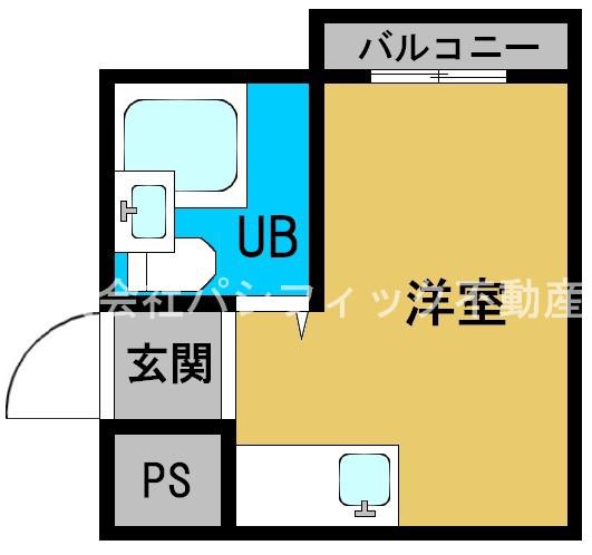 メゾンドリュウ玉造(ワンルーム/5階)の間取り写真