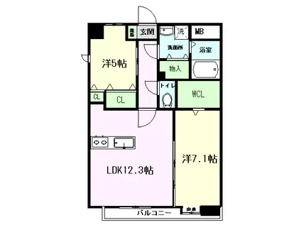 L・Aマンション菊陽(2LDK/10階)の間取り写真