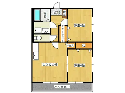 ヴェルドミール麻生田II棟201号(2LDK/2階)の間取り写真