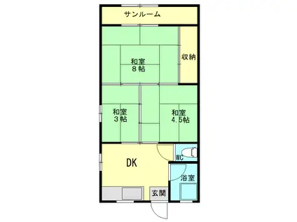 TOYOKOMANSION A(3DK/2階)の間取り写真