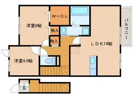 湖城が丘ハイツ8号館(2LDK/2階)の間取り写真