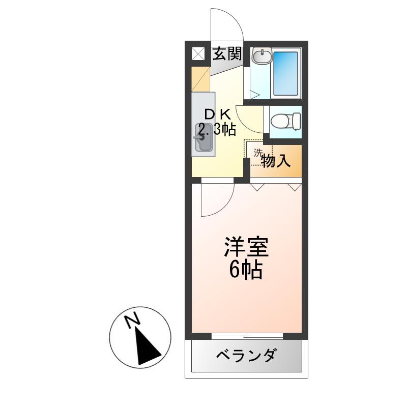ラポール前田C(1K/3階)の間取り写真
