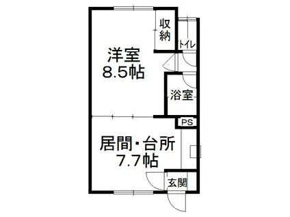 桐井マンション(1DK/2階)の間取り写真