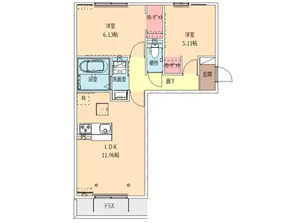 フェリス(2LDK/1階)の間取り写真