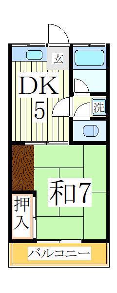コーポ田原(1DK/2階)の間取り写真