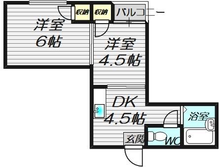 ベストレジデンス今里駅前(2DK/5階)の間取り写真
