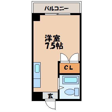 Fビル(ワンルーム/2階)の間取り写真