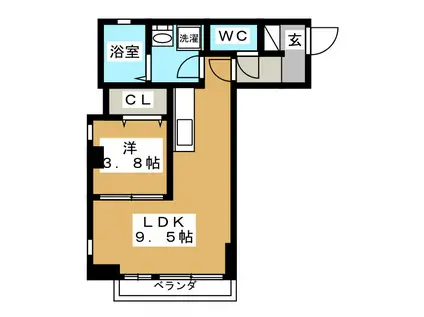 シルフィード(1LDK/1階)の間取り写真
