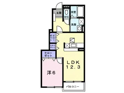 コニファーヒルI(1LDK/1階)の間取り写真