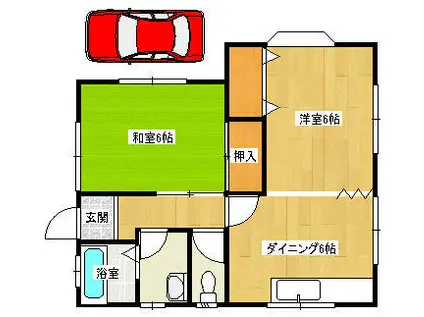 西崎アパート(1LDK/1階)の間取り写真