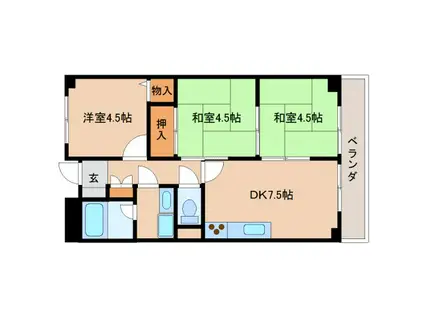 ベルシーダ筒井(3DK/3階)の間取り写真