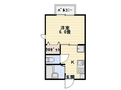 六ッ川ハイツ(1K/1階)の間取り写真