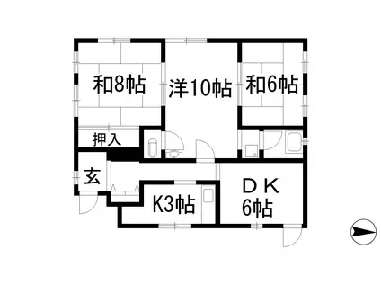 津田マンション(3DK/1階)の間取り写真
