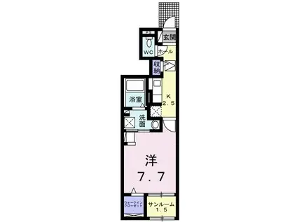 ヒカルサ伊万里イーストII(1K/1階)の間取り写真