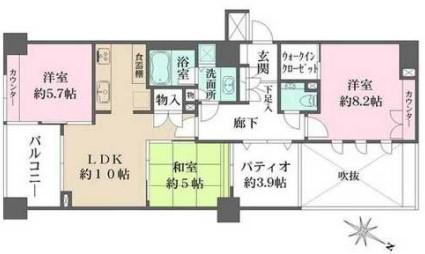 サンクタス築地(3LDK/11階)の間取り写真