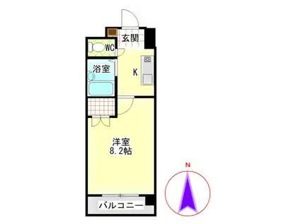 ユング藤原(1K/2階)の間取り写真