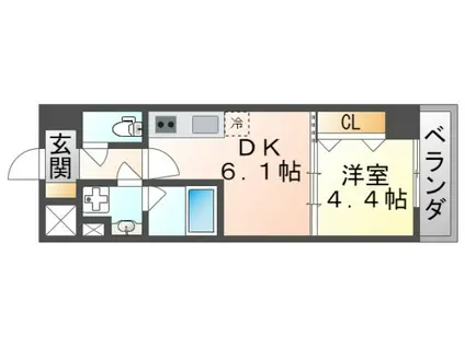 ライブガーデン江坂IX(1DK/3階)の間取り写真