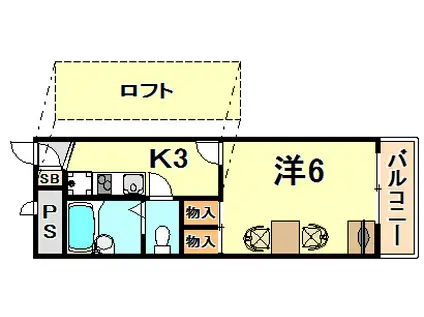 レオパレスクレール福田(1K/2階)の間取り写真