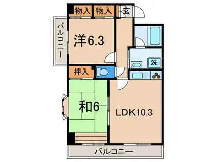 ボナンザ二子玉川(2LDK/3階)の間取り写真