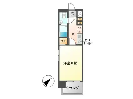 プレサンスミュウ新栄(1K/4階)の間取り写真