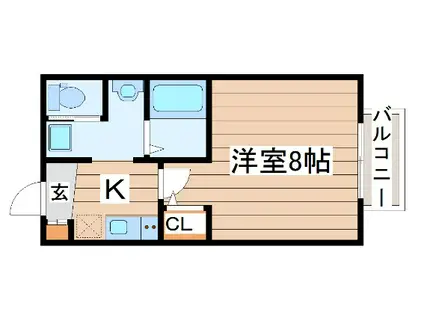 SURPASS南仙台(1K/2階)の間取り写真