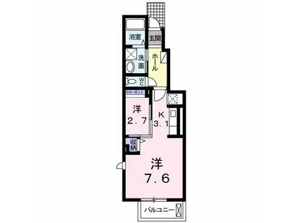 エクセレントRYU A棟(ワンルーム/1階)の間取り写真