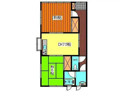 ライトコート桜(2DK/1階)の間取り写真