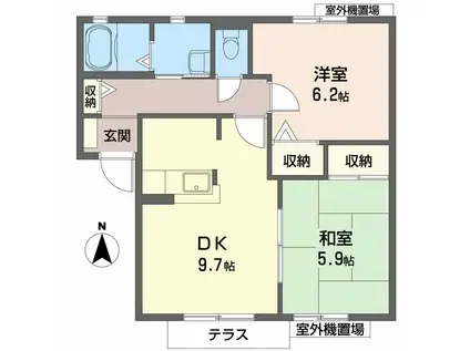 メゾン・カズII(2DK/2階)の間取り写真