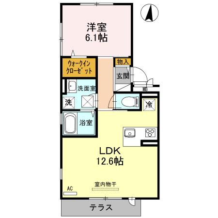 レフィナードKHY 2棟(1LDK/2階)の間取り写真